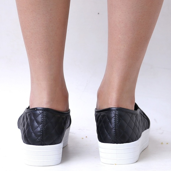 Shoes New Black Quilted Slip On Platform Sneakers Poshmark